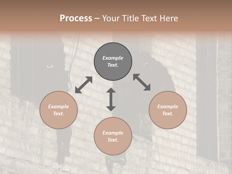 A Man In A Black Suit Climbing Up A Brick Building PowerPoint Template