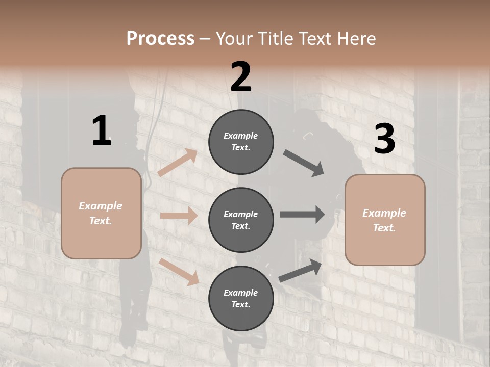 A Man In A Black Suit Climbing Up A Brick Building PowerPoint Template