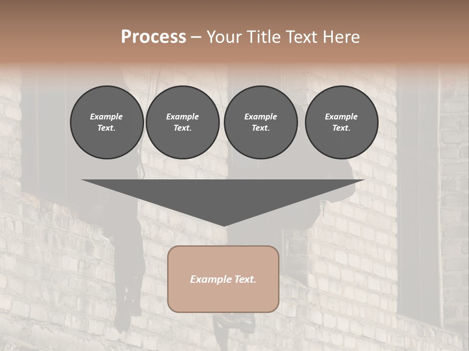 A Man In A Black Suit Climbing Up A Brick Building PowerPoint Template
