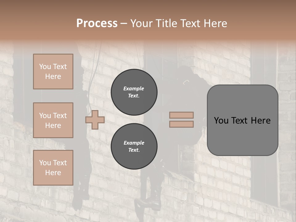 A Man In A Black Suit Climbing Up A Brick Building PowerPoint Template