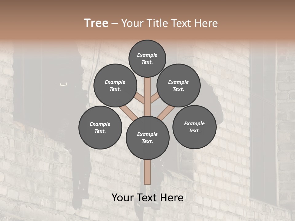 A Man In A Black Suit Climbing Up A Brick Building PowerPoint Template