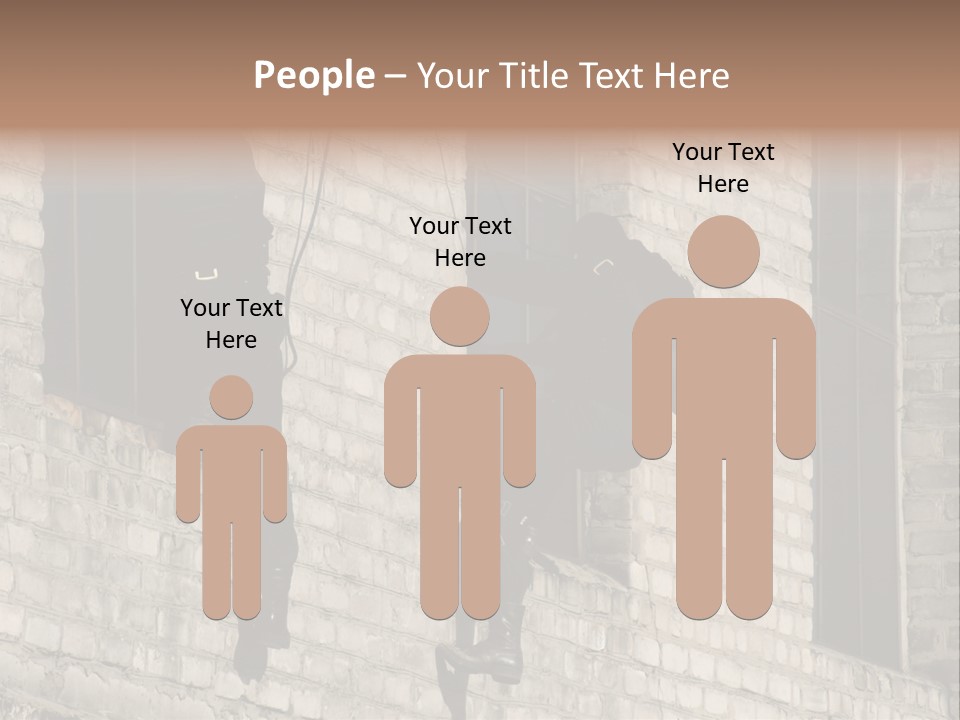 A Man In A Black Suit Climbing Up A Brick Building PowerPoint Template