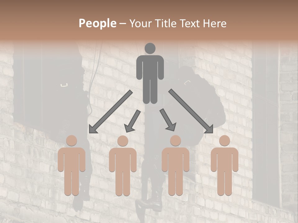 A Man In A Black Suit Climbing Up A Brick Building PowerPoint Template