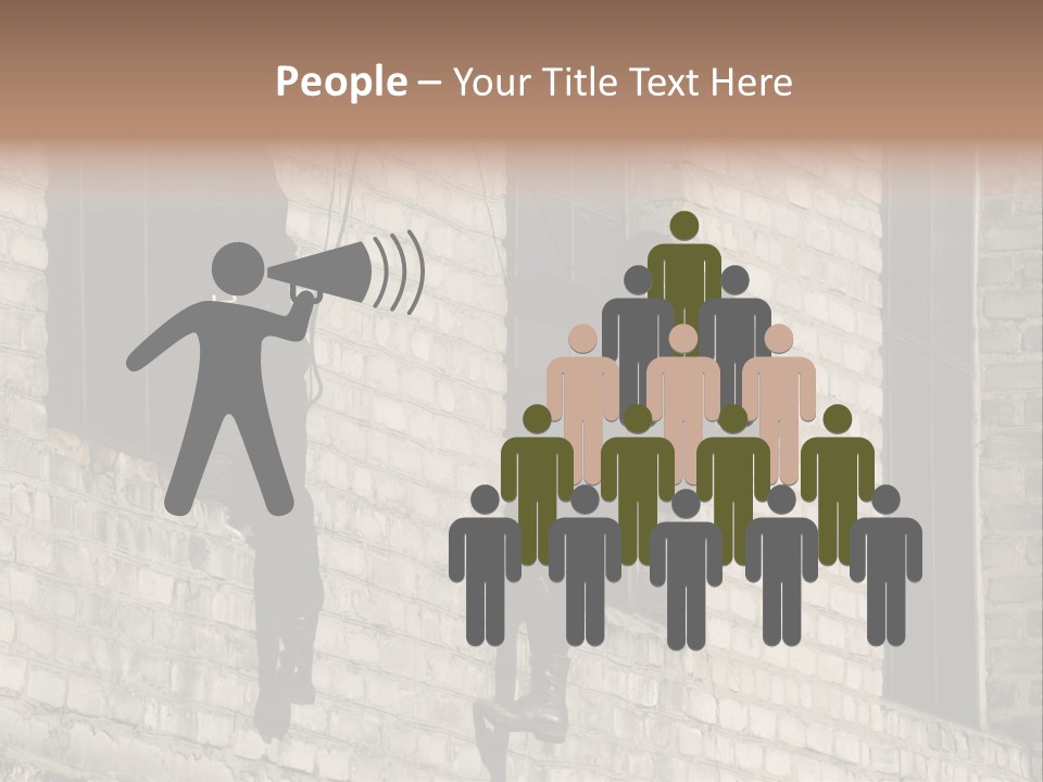 A Man In A Black Suit Climbing Up A Brick Building PowerPoint Template