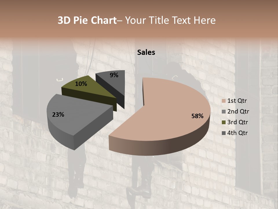A Man In A Black Suit Climbing Up A Brick Building PowerPoint Template