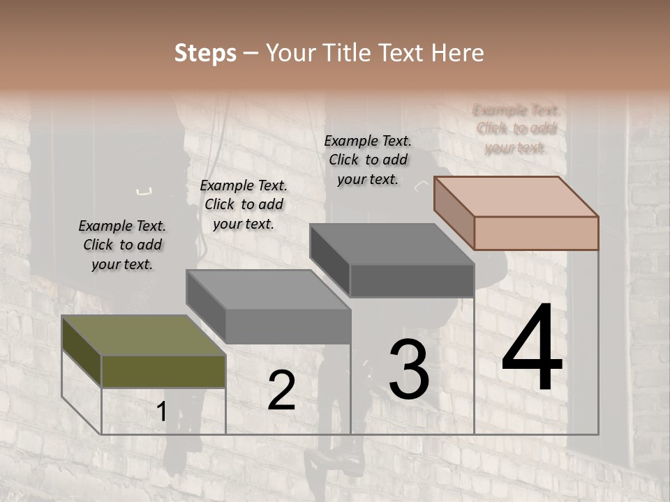 A Man In A Black Suit Climbing Up A Brick Building PowerPoint Template