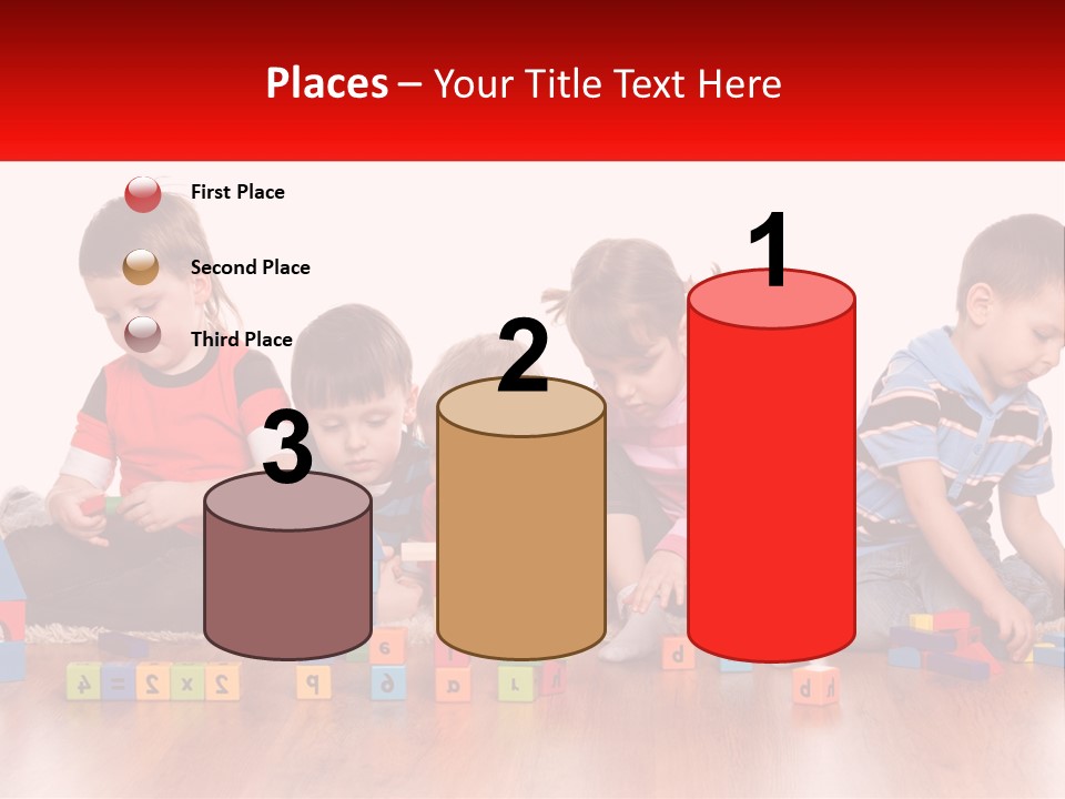 A Group Of Children Playing With Blocks On The Floor PowerPoint Template