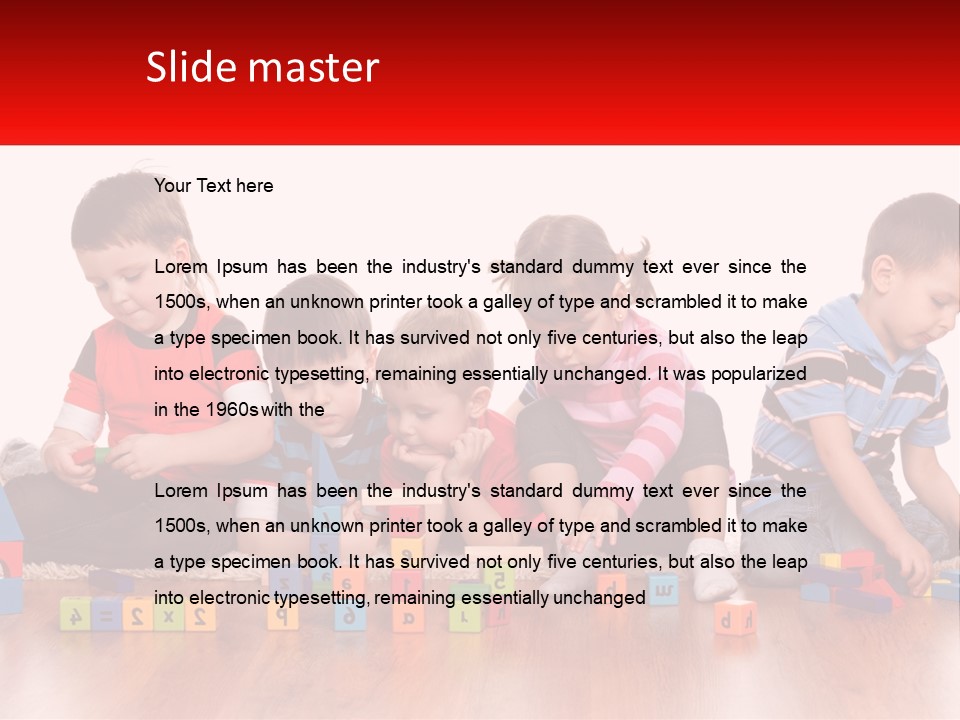 A Group Of Children Playing With Blocks On The Floor PowerPoint Template