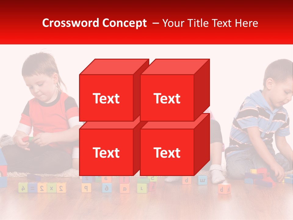 A Group Of Children Playing With Blocks On The Floor PowerPoint Template