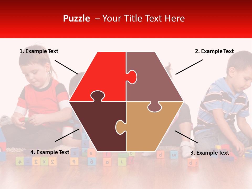 A Group Of Children Playing With Blocks On The Floor PowerPoint Template