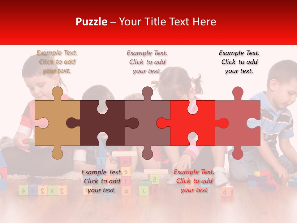 A Group Of Children Playing With Blocks On The Floor PowerPoint Template