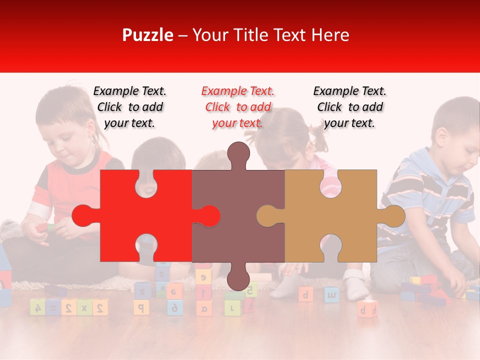 A Group Of Children Playing With Blocks On The Floor PowerPoint Template