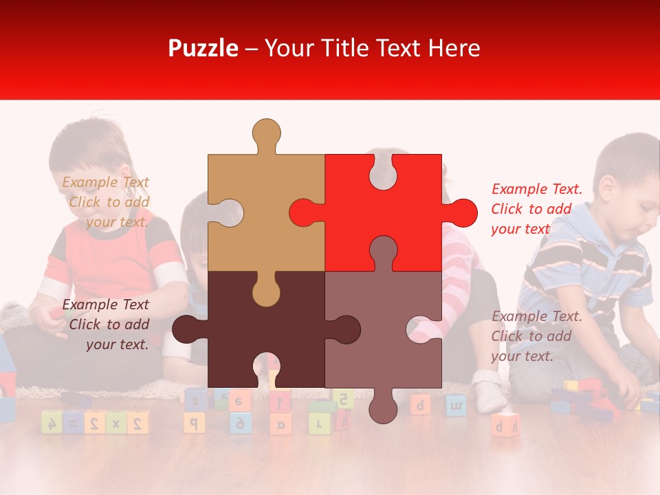A Group Of Children Playing With Blocks On The Floor PowerPoint Template