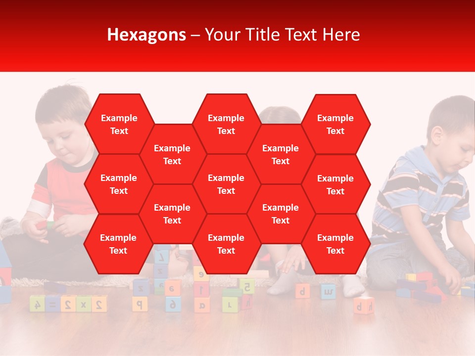 A Group Of Children Playing With Blocks On The Floor PowerPoint Template