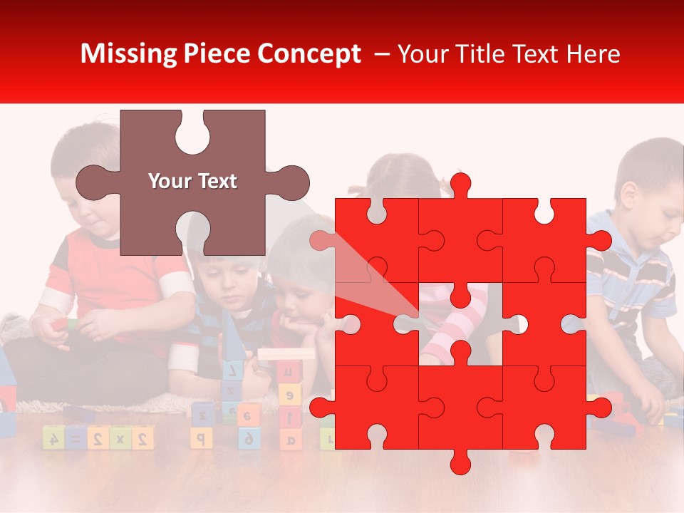A Group Of Children Playing With Blocks On The Floor PowerPoint Template