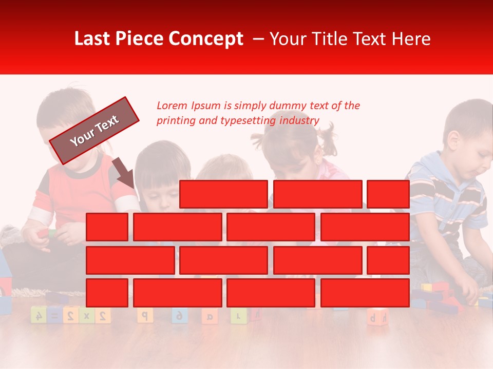 A Group Of Children Playing With Blocks On The Floor PowerPoint Template