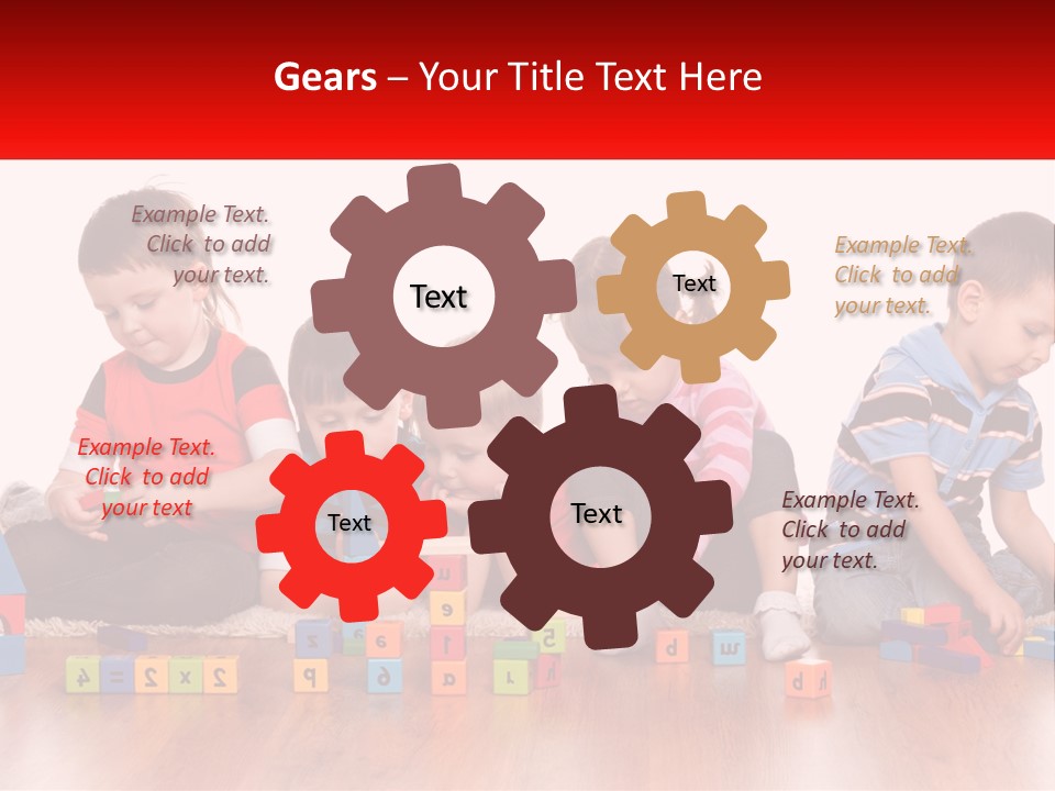 A Group Of Children Playing With Blocks On The Floor PowerPoint Template