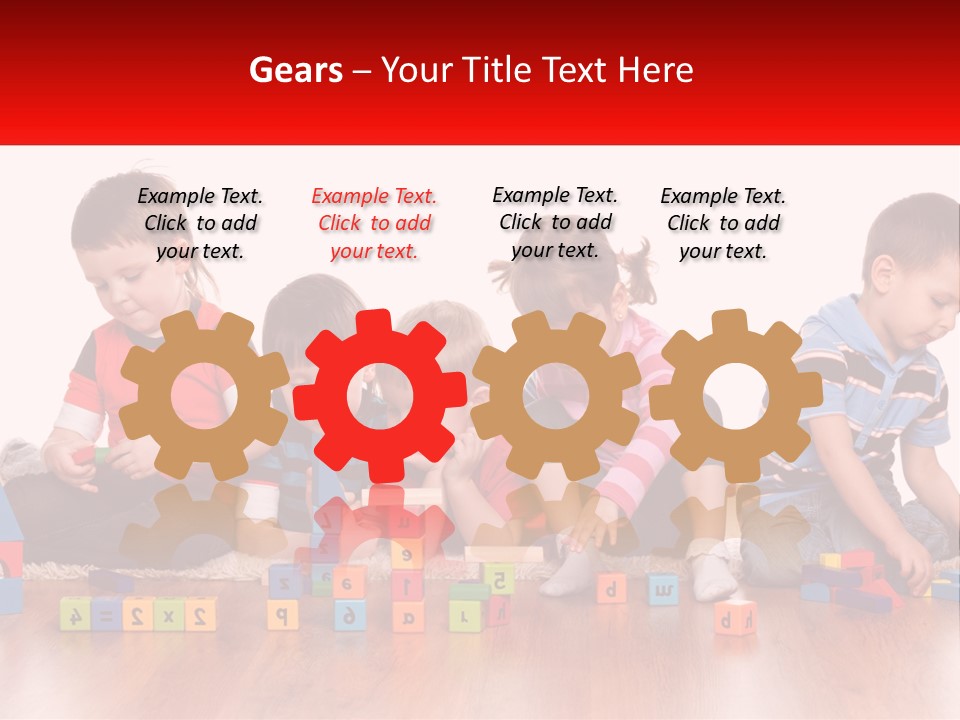 A Group Of Children Playing With Blocks On The Floor PowerPoint Template