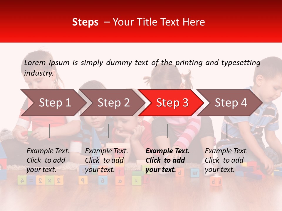 A Group Of Children Playing With Blocks On The Floor PowerPoint Template