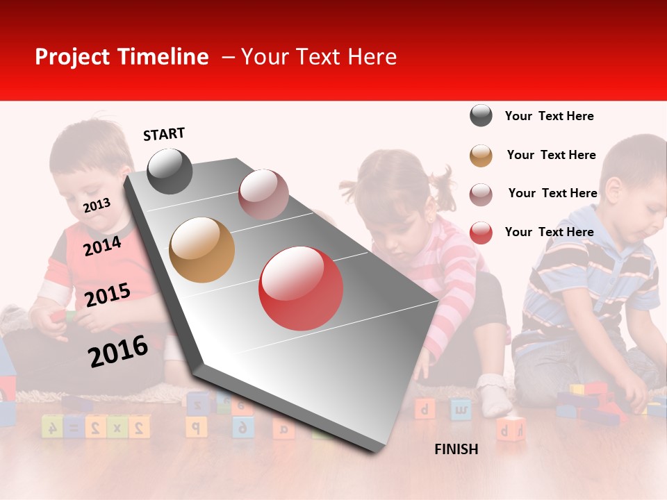 A Group Of Children Playing With Blocks On The Floor PowerPoint Template