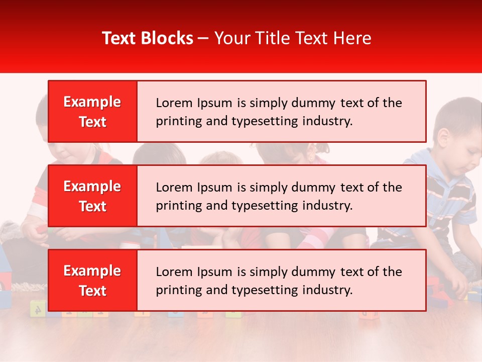 A Group Of Children Playing With Blocks On The Floor PowerPoint Template