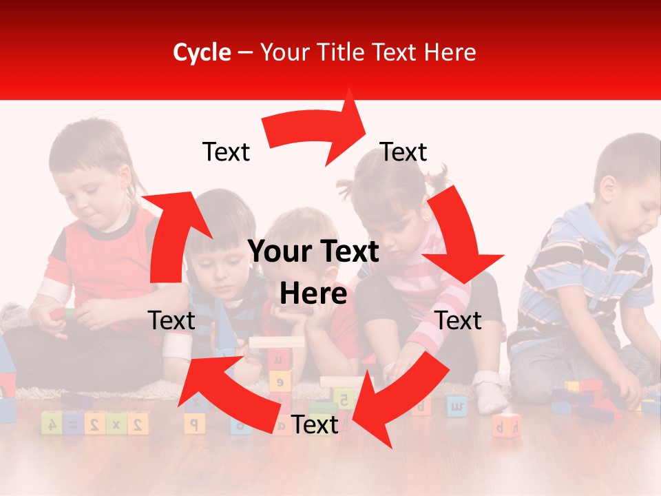 A Group Of Children Playing With Blocks On The Floor PowerPoint Template