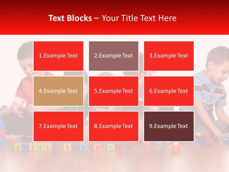A Group Of Children Playing With Blocks On The Floor PowerPoint Template