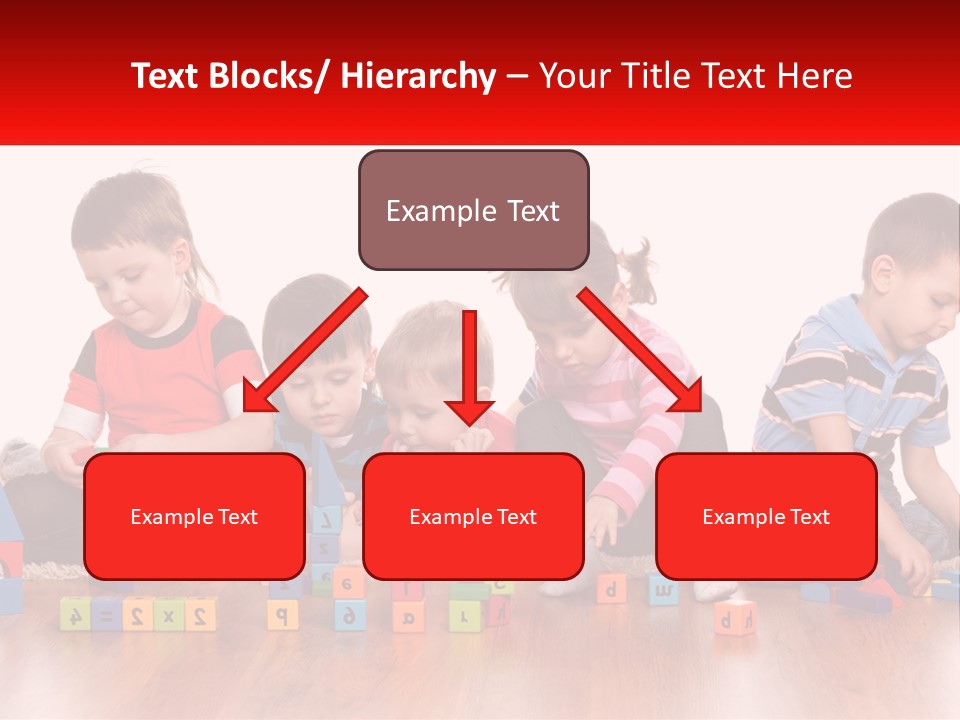 A Group Of Children Playing With Blocks On The Floor PowerPoint Template