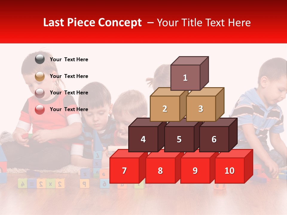 A Group Of Children Playing With Blocks On The Floor PowerPoint Template
