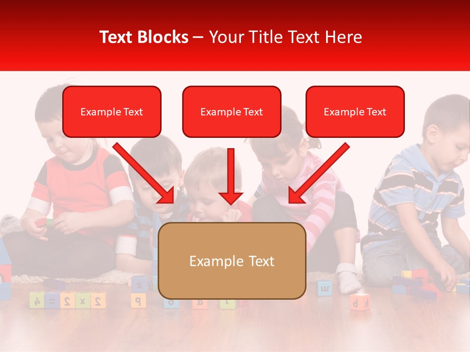 A Group Of Children Playing With Blocks On The Floor PowerPoint Template