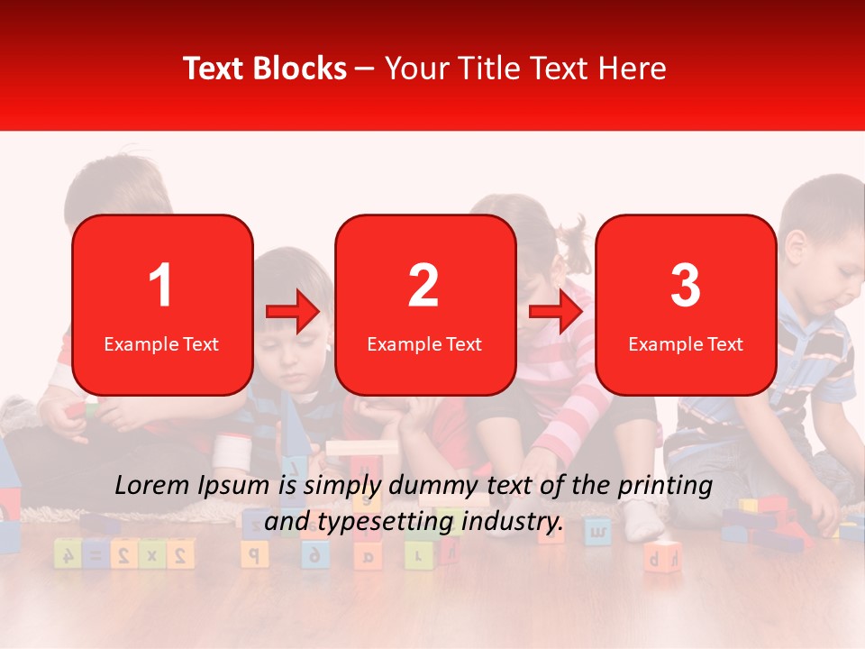 A Group Of Children Playing With Blocks On The Floor PowerPoint Template