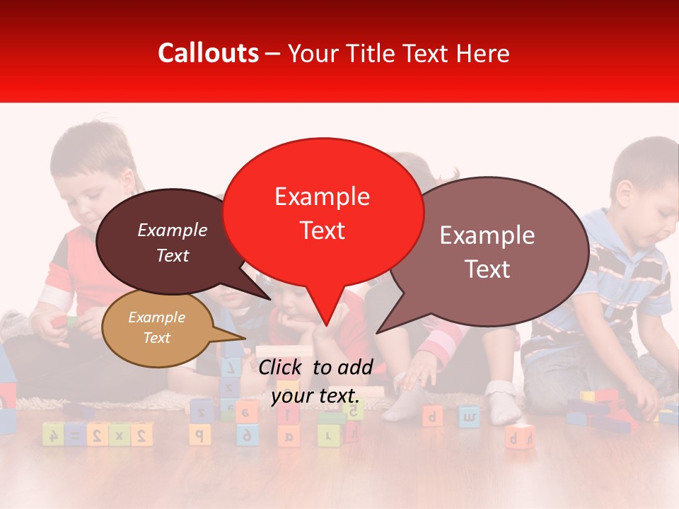 A Group Of Children Playing With Blocks On The Floor PowerPoint Template