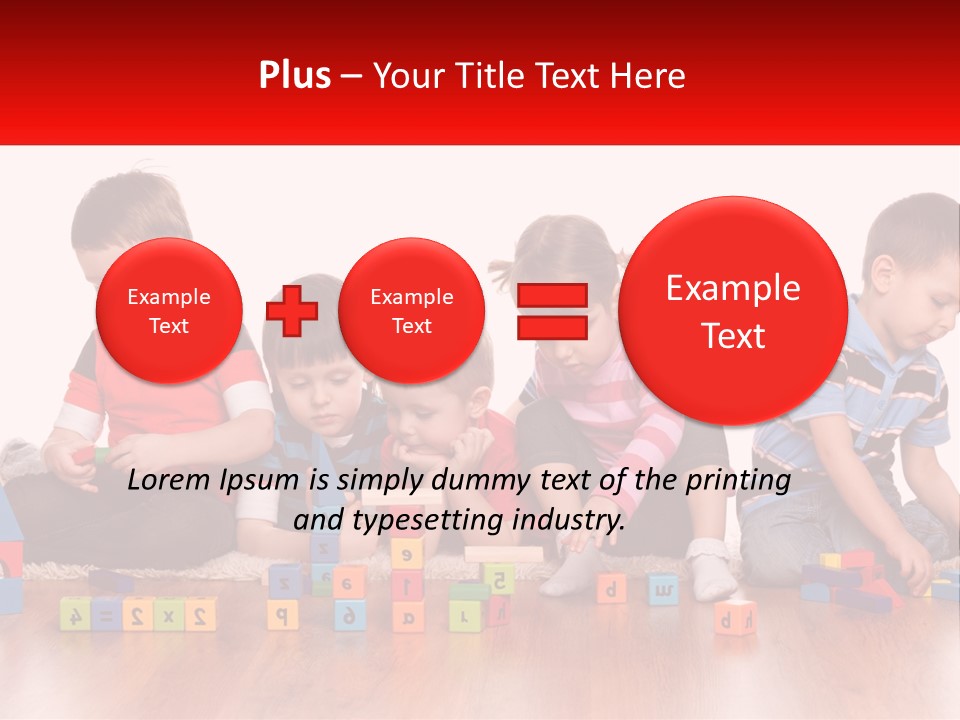 A Group Of Children Playing With Blocks On The Floor PowerPoint Template