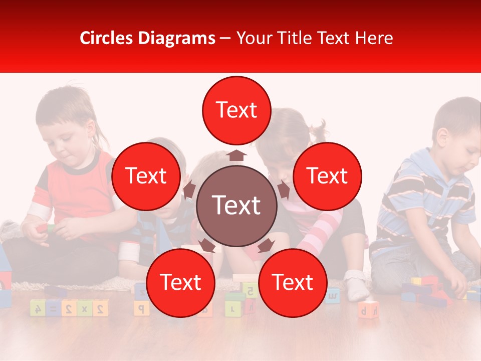 A Group Of Children Playing With Blocks On The Floor PowerPoint Template