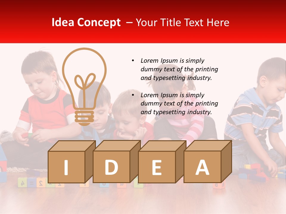 A Group Of Children Playing With Blocks On The Floor PowerPoint Template