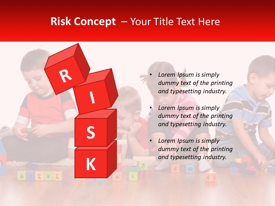 A Group Of Children Playing With Blocks On The Floor PowerPoint Template