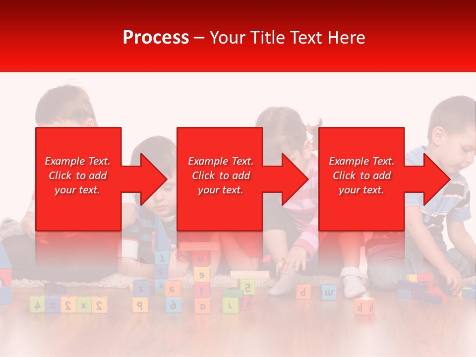 A Group Of Children Playing With Blocks On The Floor PowerPoint Template