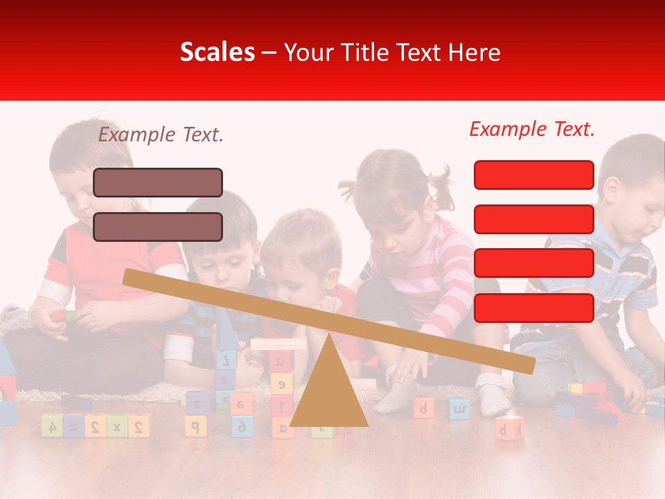 A Group Of Children Playing With Blocks On The Floor PowerPoint Template