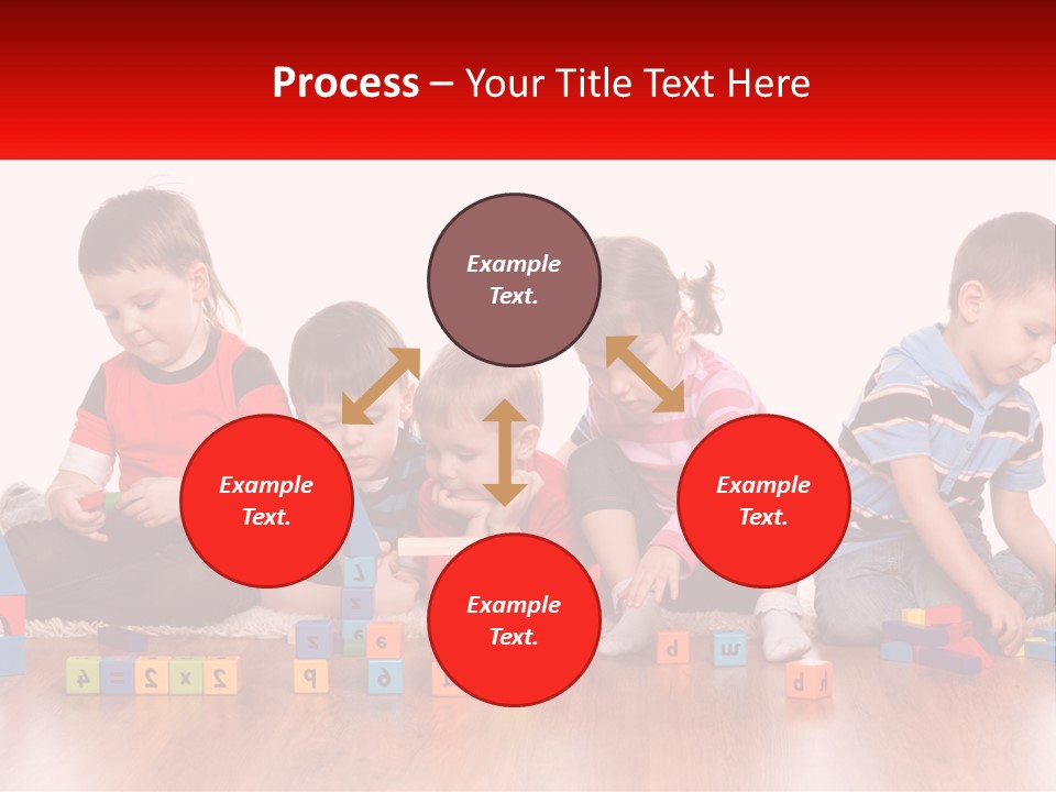 A Group Of Children Playing With Blocks On The Floor PowerPoint Template