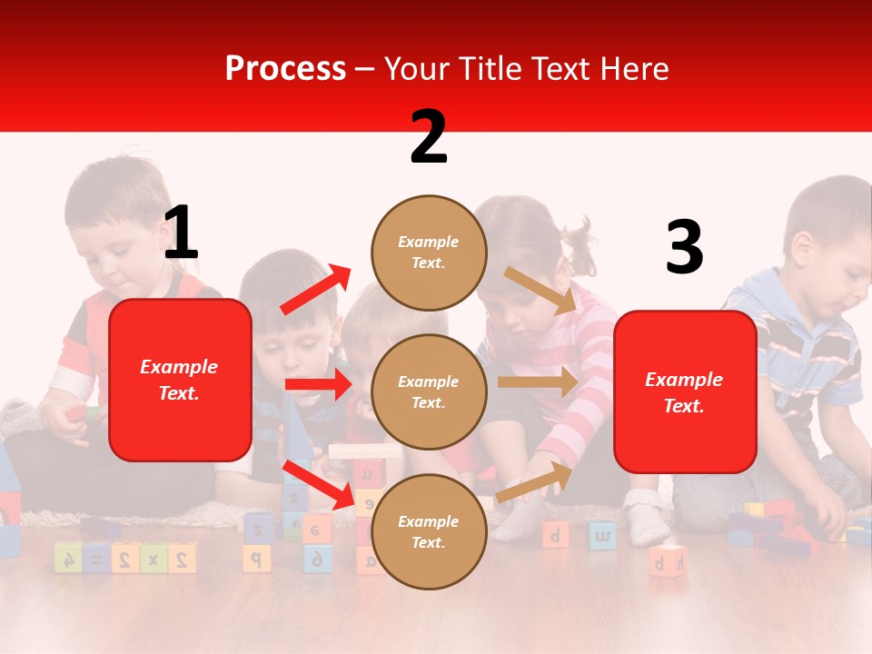 A Group Of Children Playing With Blocks On The Floor PowerPoint Template