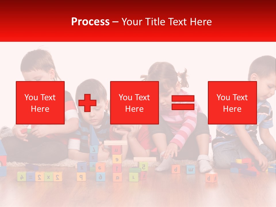 A Group Of Children Playing With Blocks On The Floor PowerPoint Template