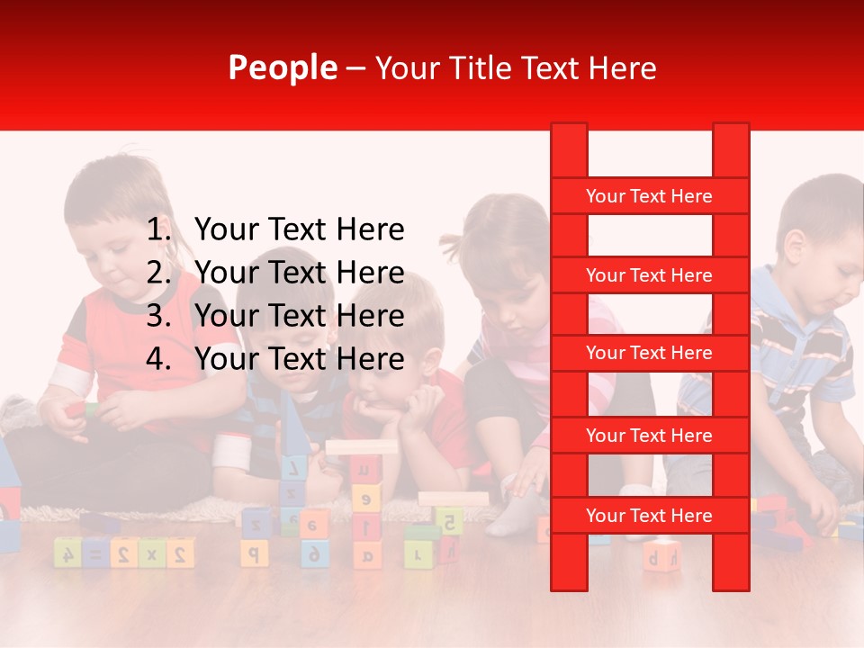 A Group Of Children Playing With Blocks On The Floor PowerPoint Template
