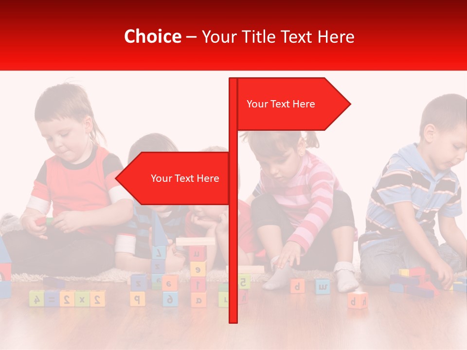 A Group Of Children Playing With Blocks On The Floor PowerPoint Template