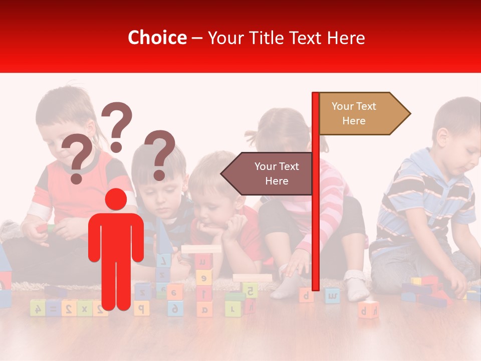 A Group Of Children Playing With Blocks On The Floor PowerPoint Template