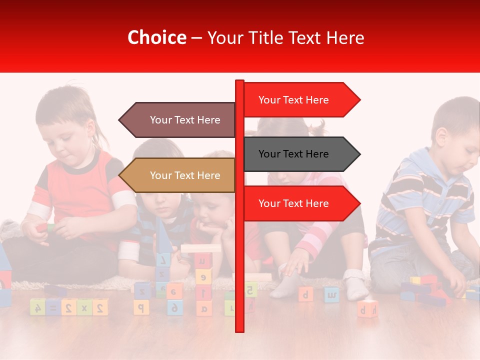 A Group Of Children Playing With Blocks On The Floor PowerPoint Template