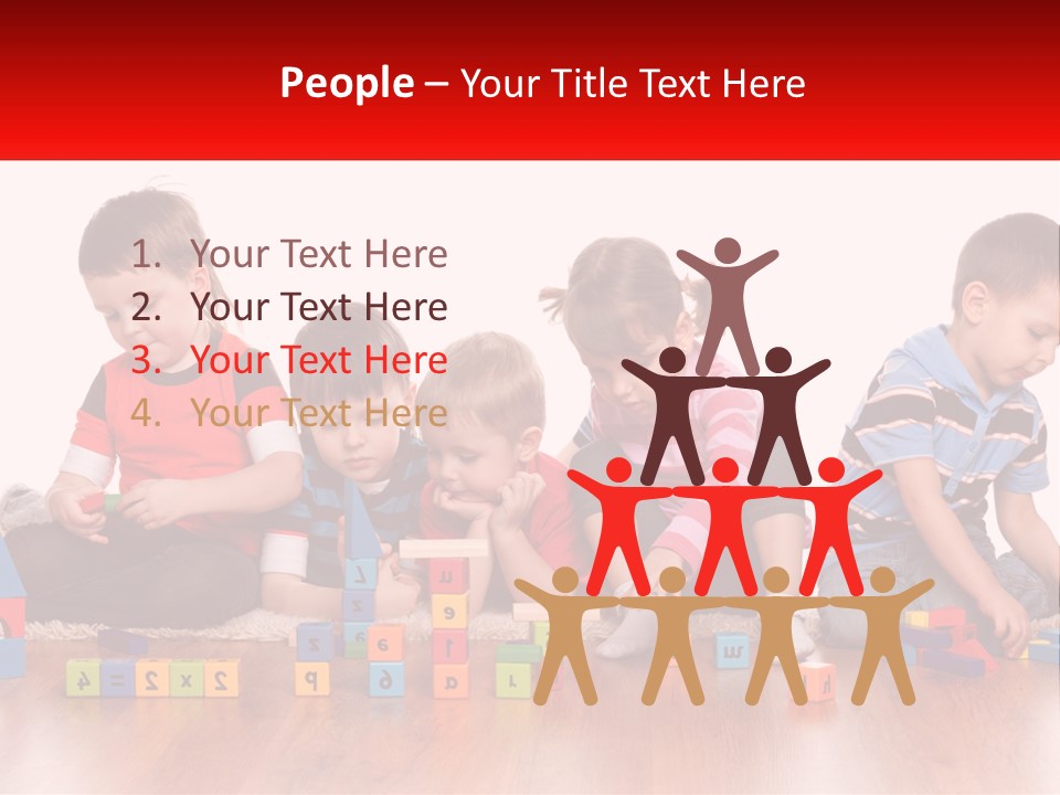 A Group Of Children Playing With Blocks On The Floor PowerPoint Template