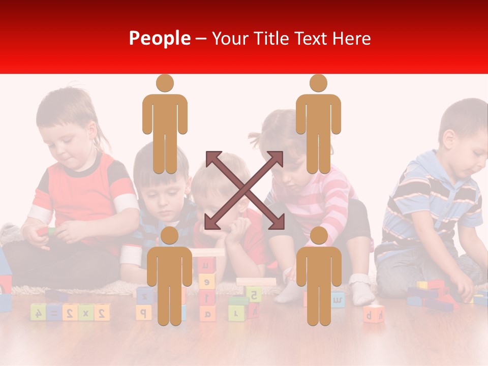 A Group Of Children Playing With Blocks On The Floor PowerPoint Template