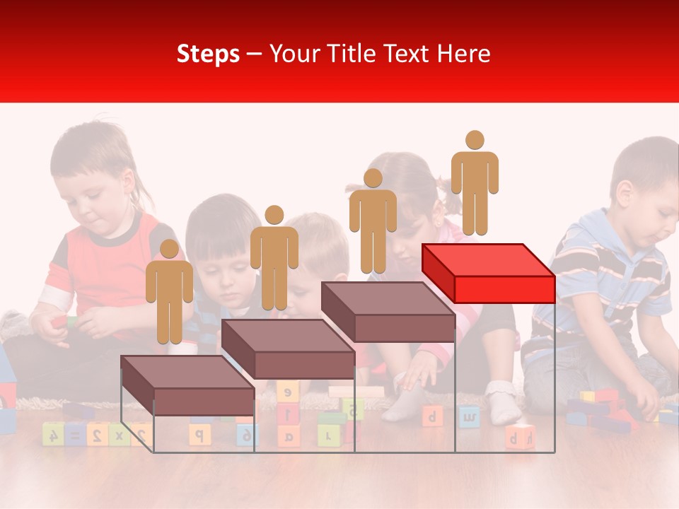 A Group Of Children Playing With Blocks On The Floor PowerPoint Template