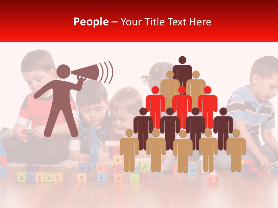 A Group Of Children Playing With Blocks On The Floor PowerPoint Template