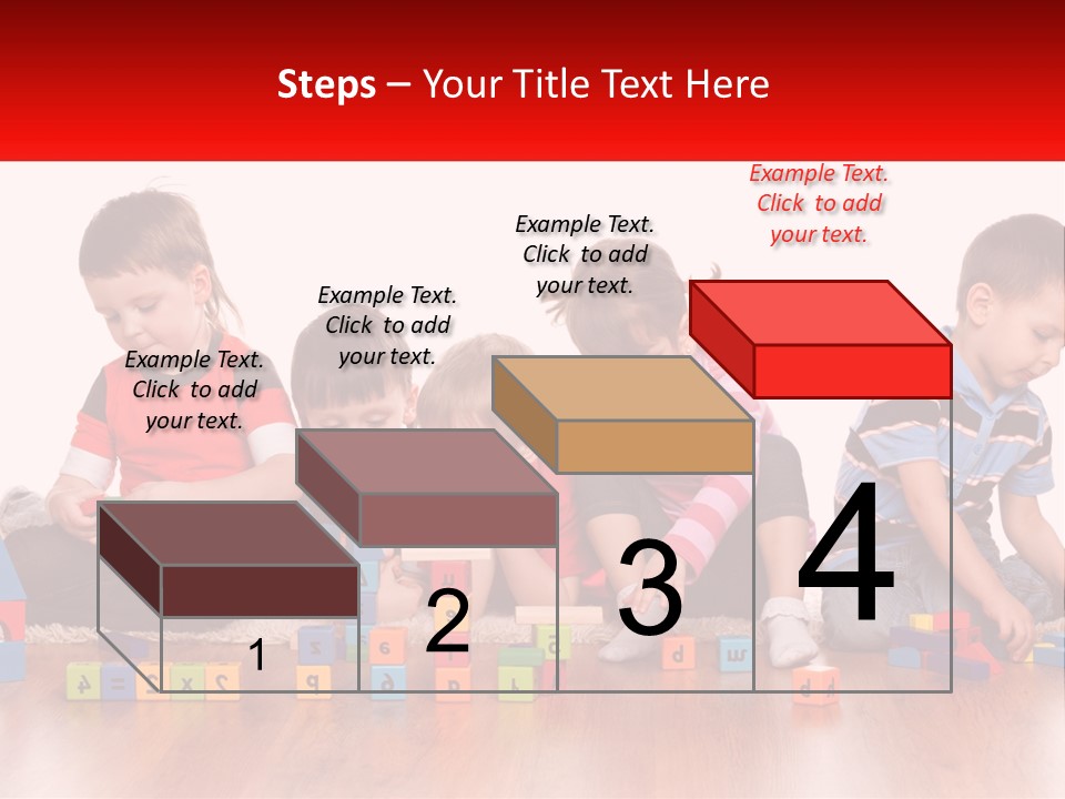 A Group Of Children Playing With Blocks On The Floor PowerPoint Template